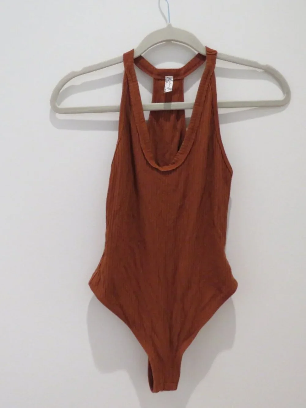 INTIMATELY FREE PEOPLE Speed Dial Bodysuit Bronze Brown Ribbed Small Minimalist - Picture 3 of 13
